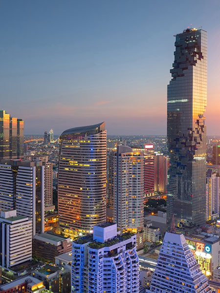 Bangkok city skyline during sunset